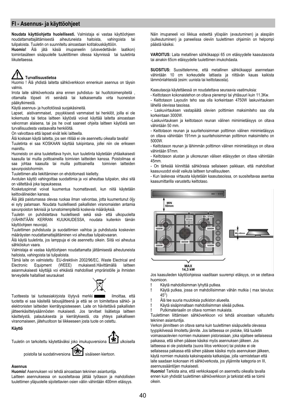 Fi - asennus- ja käyttöohjeet | AEG DH1690-M User Manual | Page 40 / 77