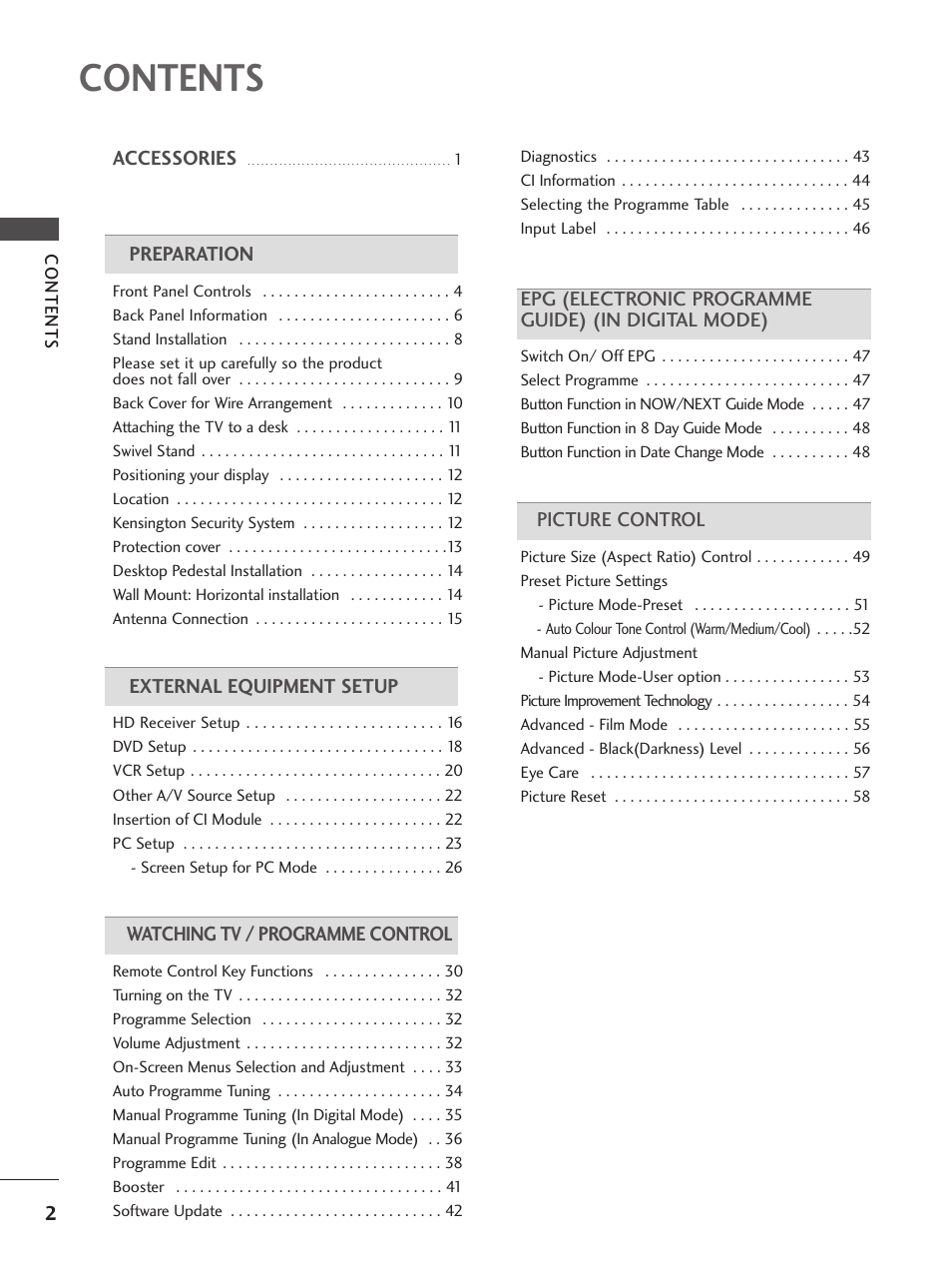 LG 26LG300C User Manual | Page 4 / 97