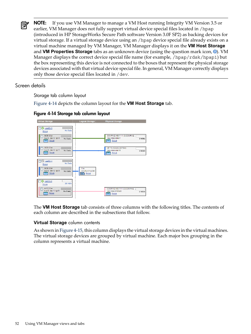 Screen details | HP Matrix Operating Environment Software User Manual | Page 52 / 138