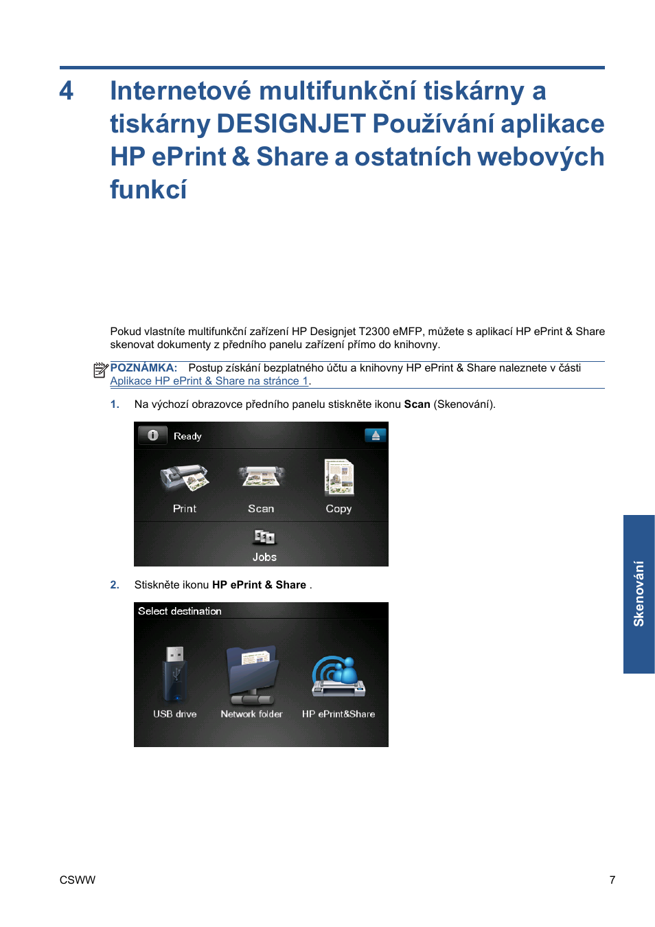 Internetové multifunkční tiskárny a tiskárny, Internetové multifunkční | HP Серия принтеров HP Designjet T1300 ePrinter User Manual | Page 159 / 412
