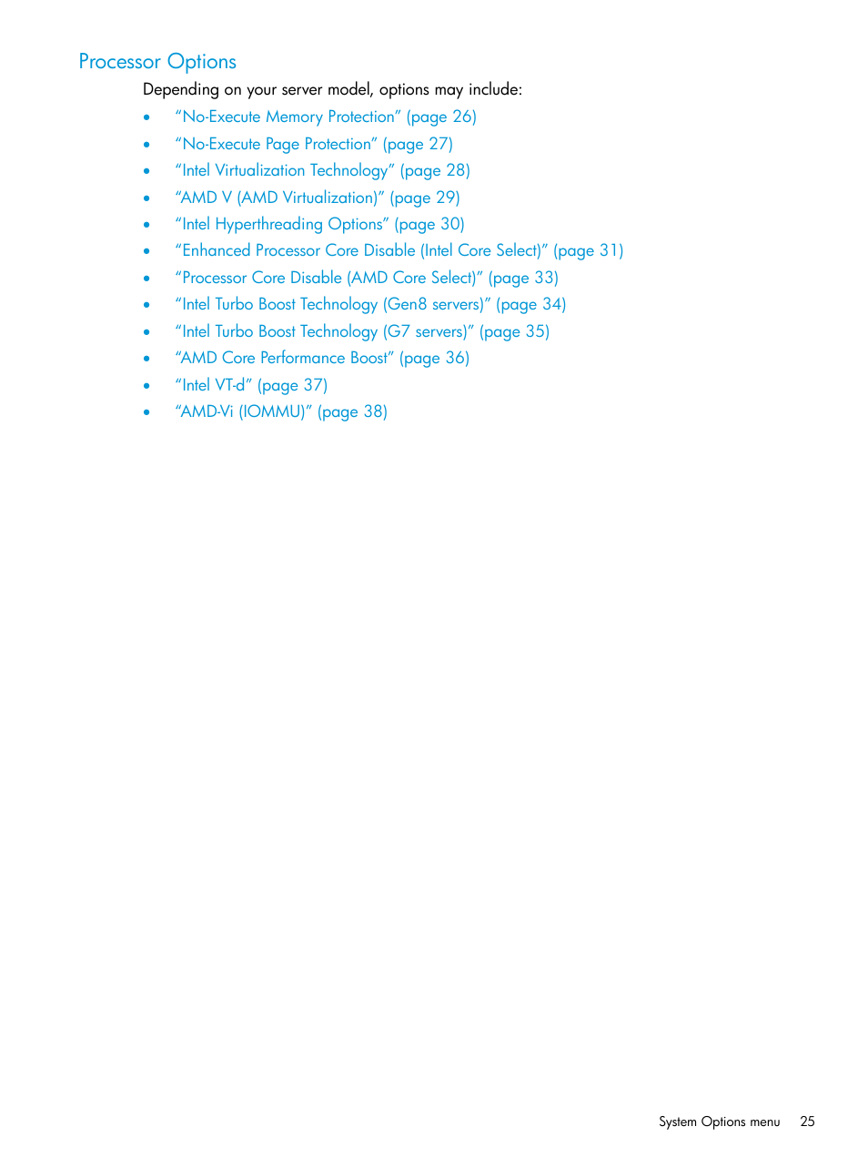 Processor options | HP ROM-Based Setup Utility User Manual | Page 25 / 221