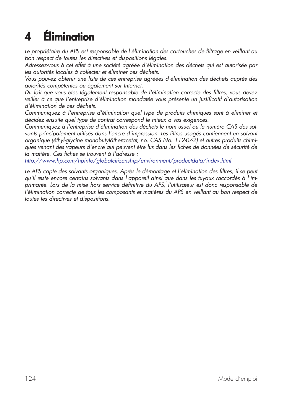 4 élimination | HP Принтер серии HP Designjet 9000s User Manual | Page 124 / 392