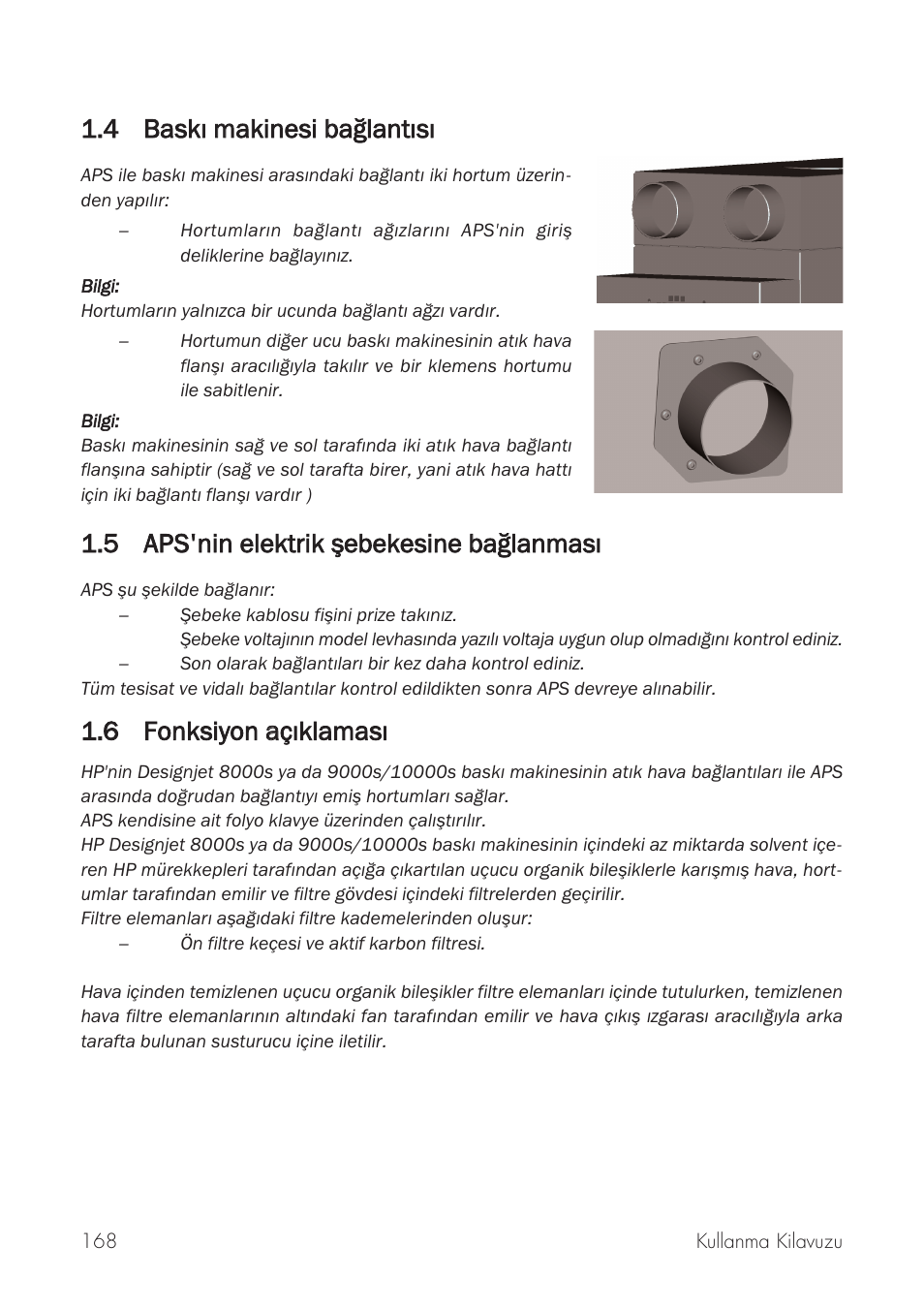 4 baský m makinesi b baðlantýsý, 5 aps'nin eelektrik þþebekesine b baðlanmasý, 6 fonksiyon aaçýklamasý | HP Принтер серии HP Designjet 9000s User Manual | Page 168 / 392