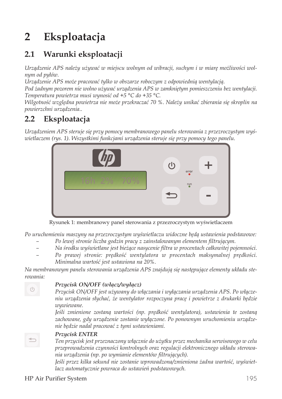 2eksploatacja, 1 warunki eksploatacji, 2 eksploatacja | HP Принтер серии HP Designjet 9000s User Manual | Page 195 / 392