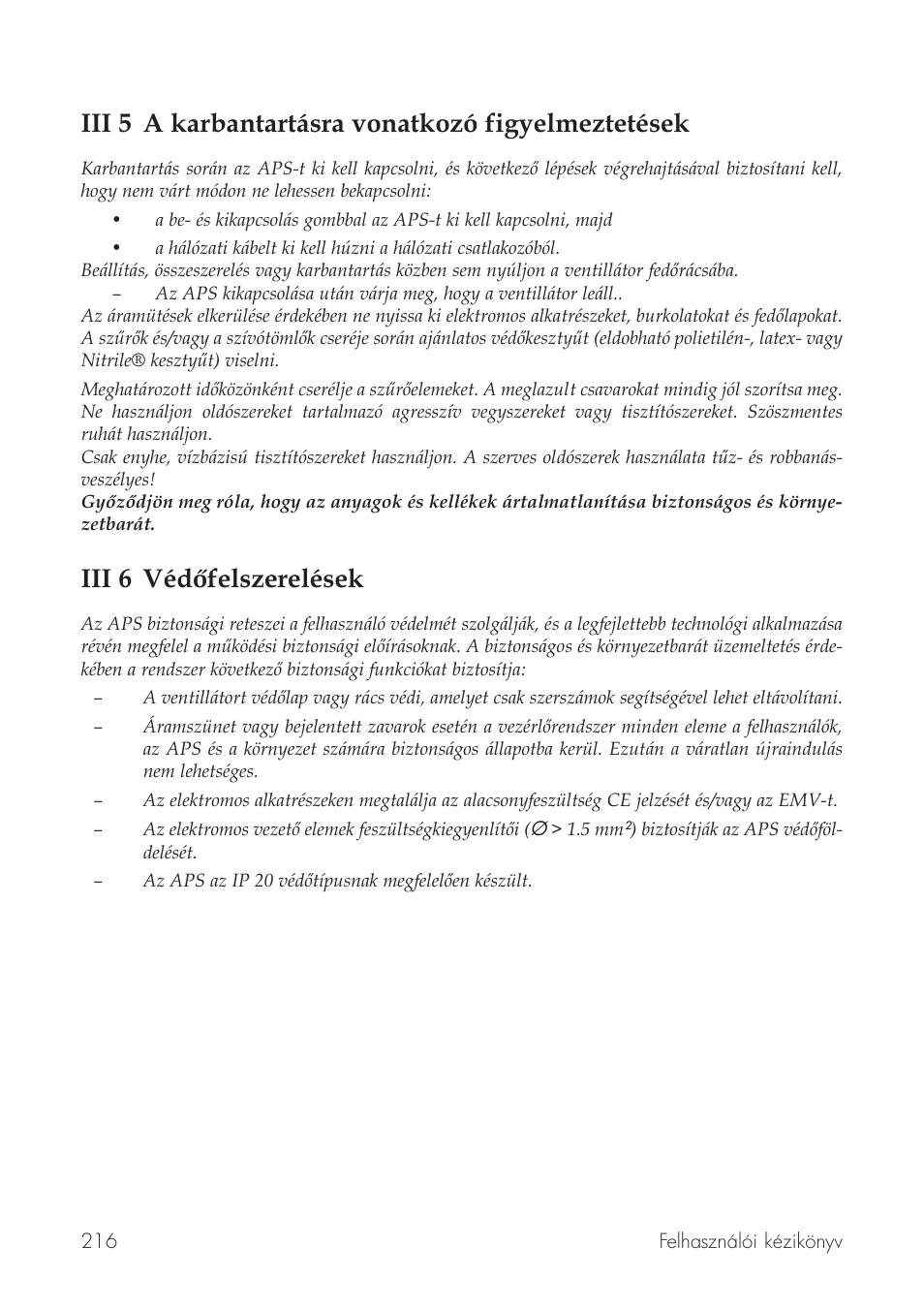 Iii 5 a karbantartásra vonatkozó figyelmeztetések, Iii 6 védőfelszerelések | HP Принтер серии HP Designjet 9000s User Manual | Page 216 / 392