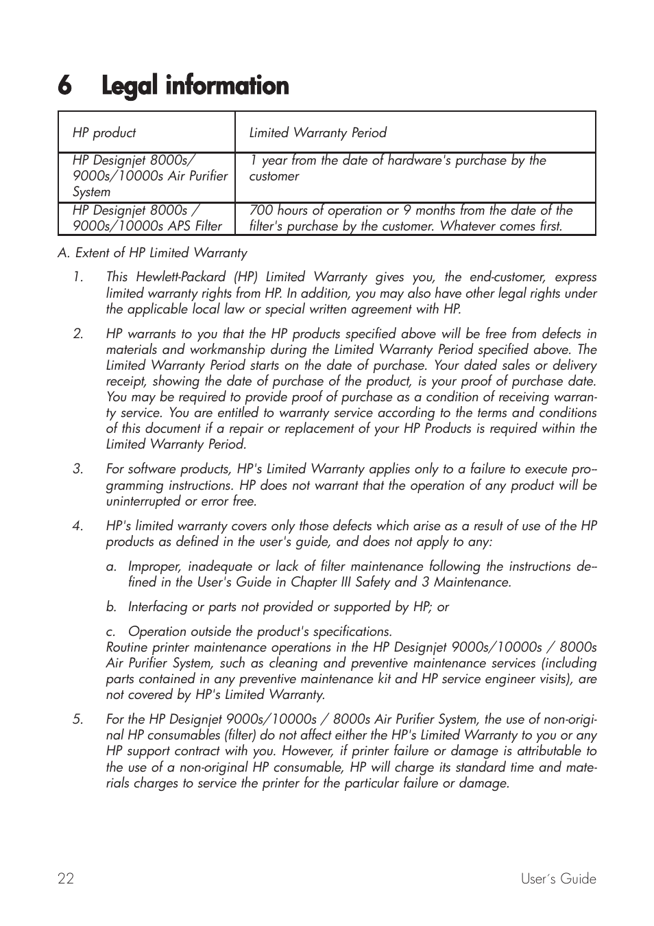 6 legal iinformation | HP Принтер серии HP Designjet 9000s User Manual | Page 22 / 392