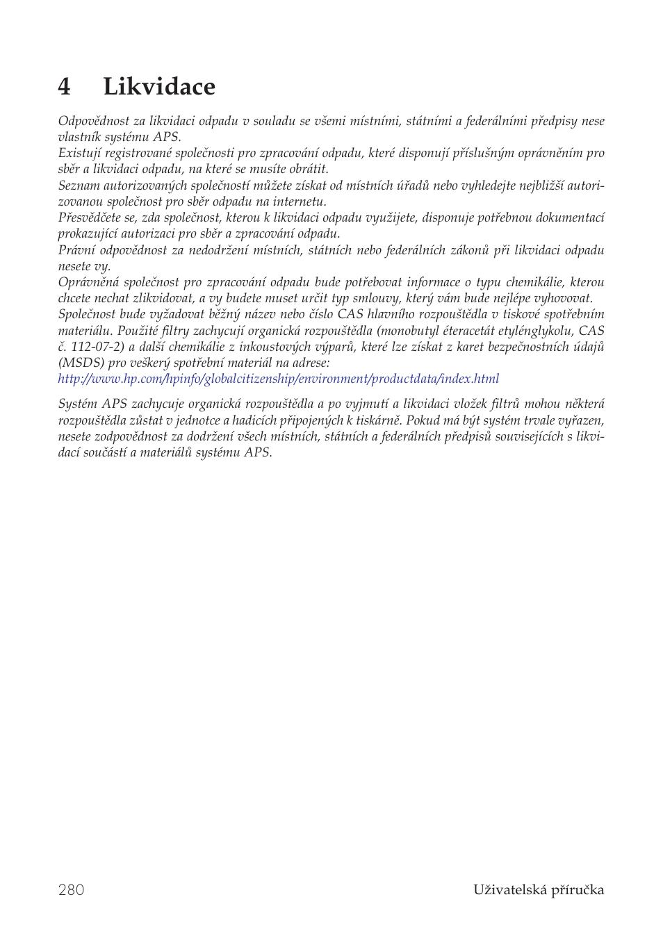 4likvidace | HP Принтер серии HP Designjet 9000s User Manual | Page 280 / 392