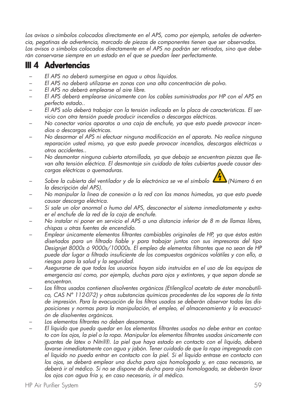 Iii 44 advertencias | HP Принтер серии HP Designjet 9000s User Manual | Page 59 / 392