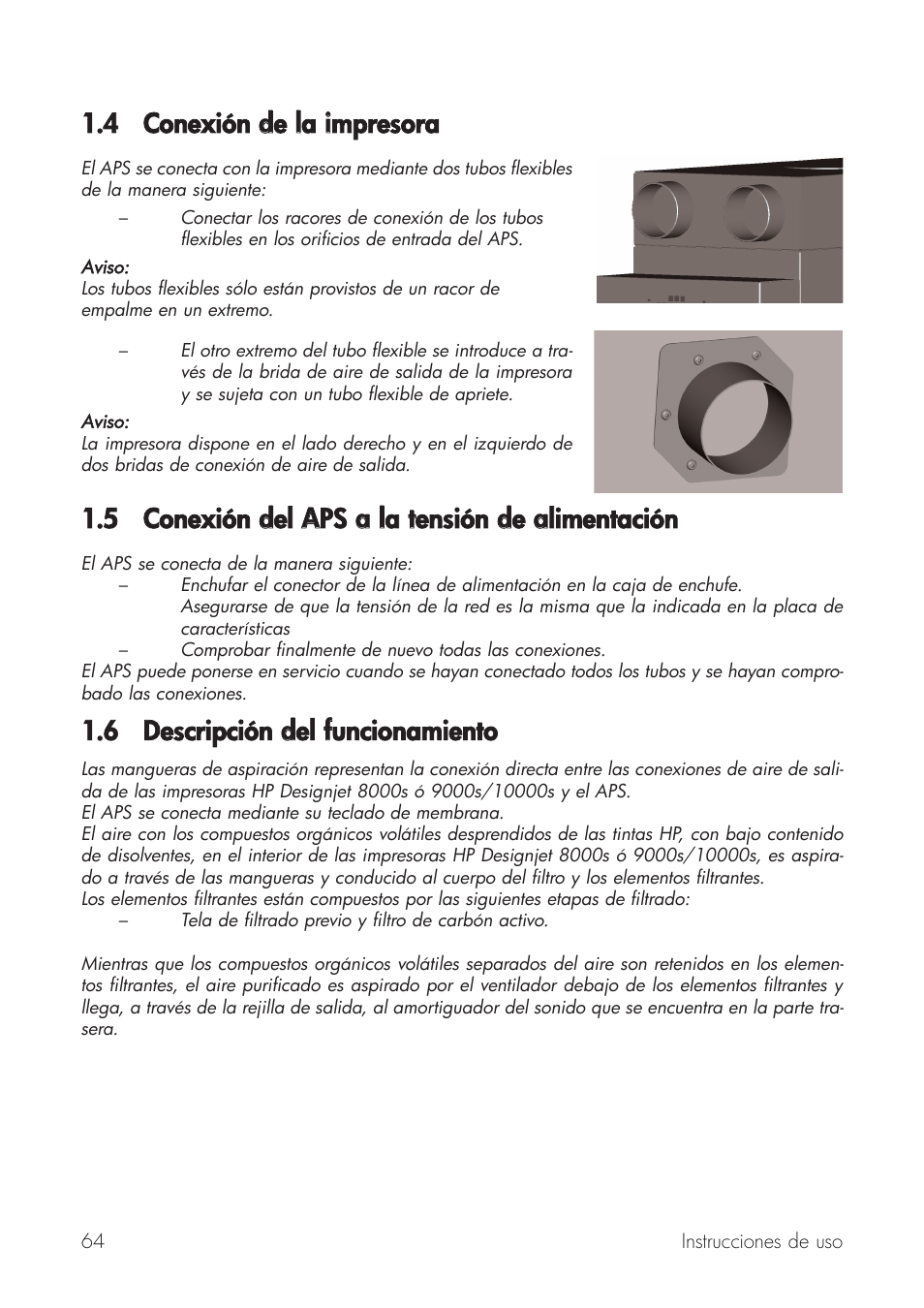 4 conexión dde lla iimpresora, 6 descripción ddel ffuncionamiento | HP Принтер серии HP Designjet 9000s User Manual | Page 64 / 392