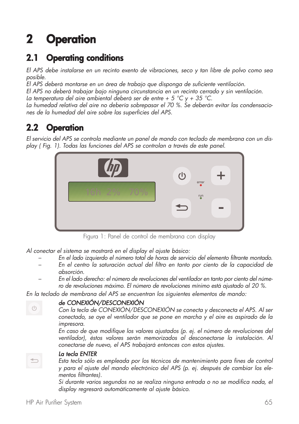 2 operation, 1 operating cconditions | HP Принтер серии HP Designjet 9000s User Manual | Page 65 / 392