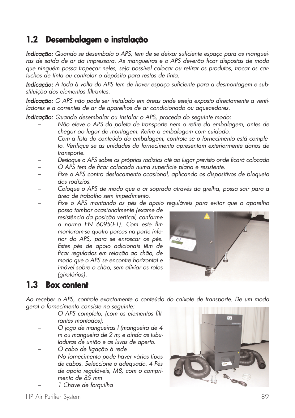 2 desembalagem ee iinstalação, 3 box ccontent | HP Принтер серии HP Designjet 9000s User Manual | Page 89 / 392