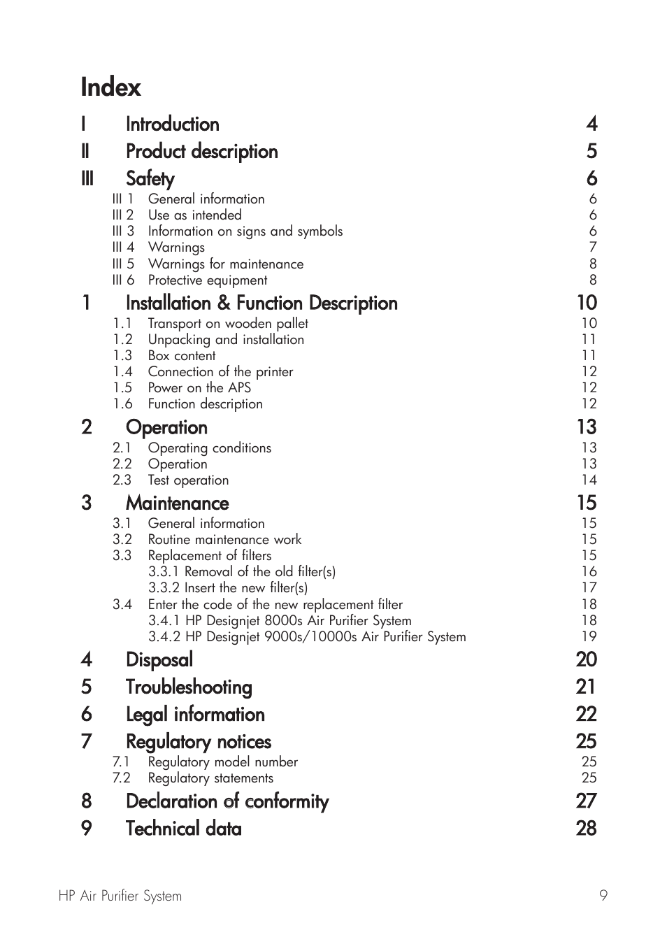 Index, 1installation & & ffunction d description 10, 2operation 13 | 3maintenance 15 | HP Принтер серии HP Designjet 9000s User Manual | Page 9 / 392