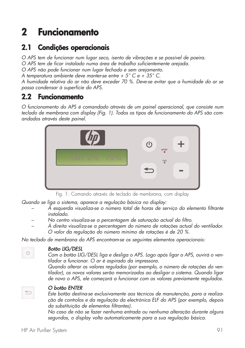 2 funcionamento, 1 condições ooperacionais | HP Принтер серии HP Designjet 9000s User Manual | Page 91 / 392