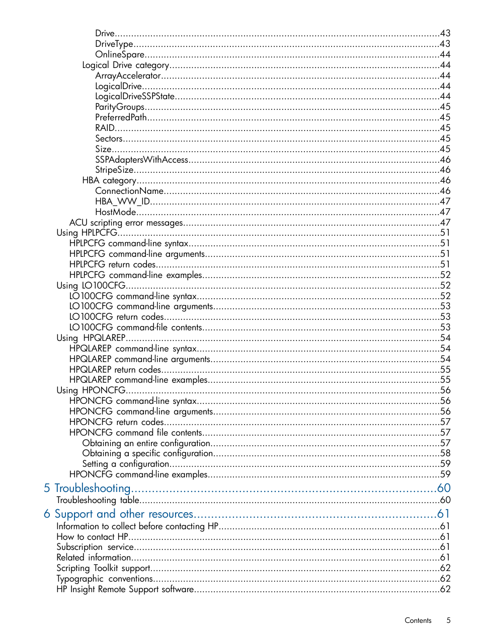 5 troubleshooting, 6 support and other resources | HP Scripting Toolkit for Linux User Manual | Page 5 / 68