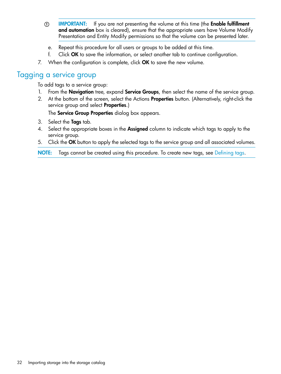 Tagging a service group | HP Matrix Operating Environment Software User Manual | Page 32 / 63