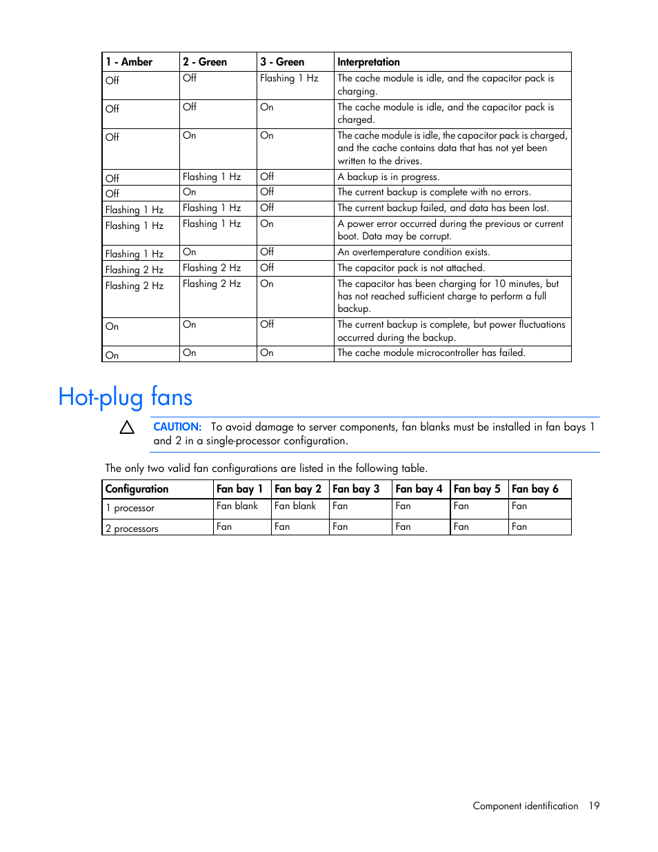 Hot-plug fans | HP ProLiant DL380 Server User Manual | Page 19 / 128