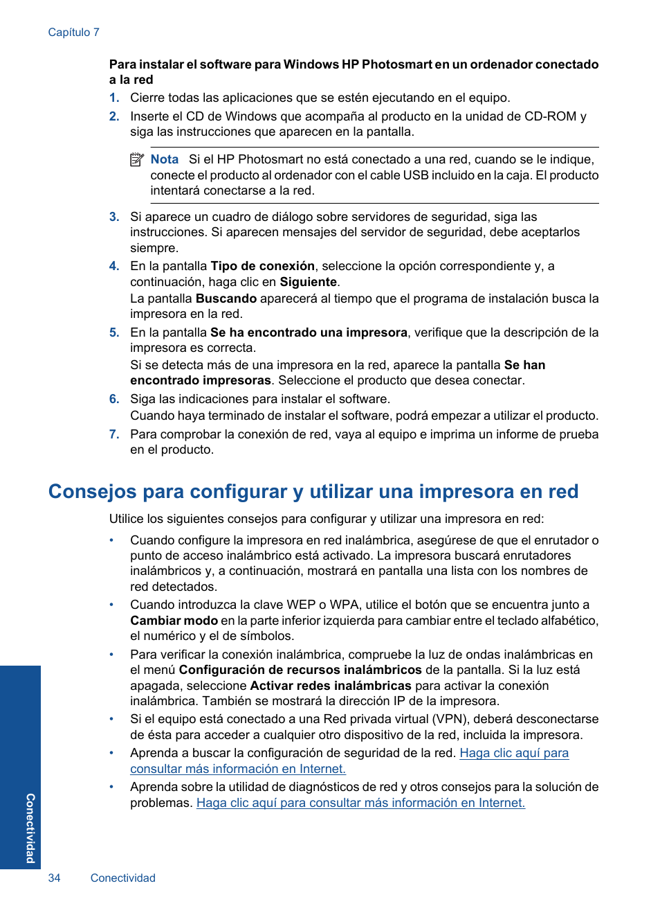 HP Impresora e-Todo-en-Uno HP Photosmart inalámbrica - B110e User Manual | Page 36 / 62