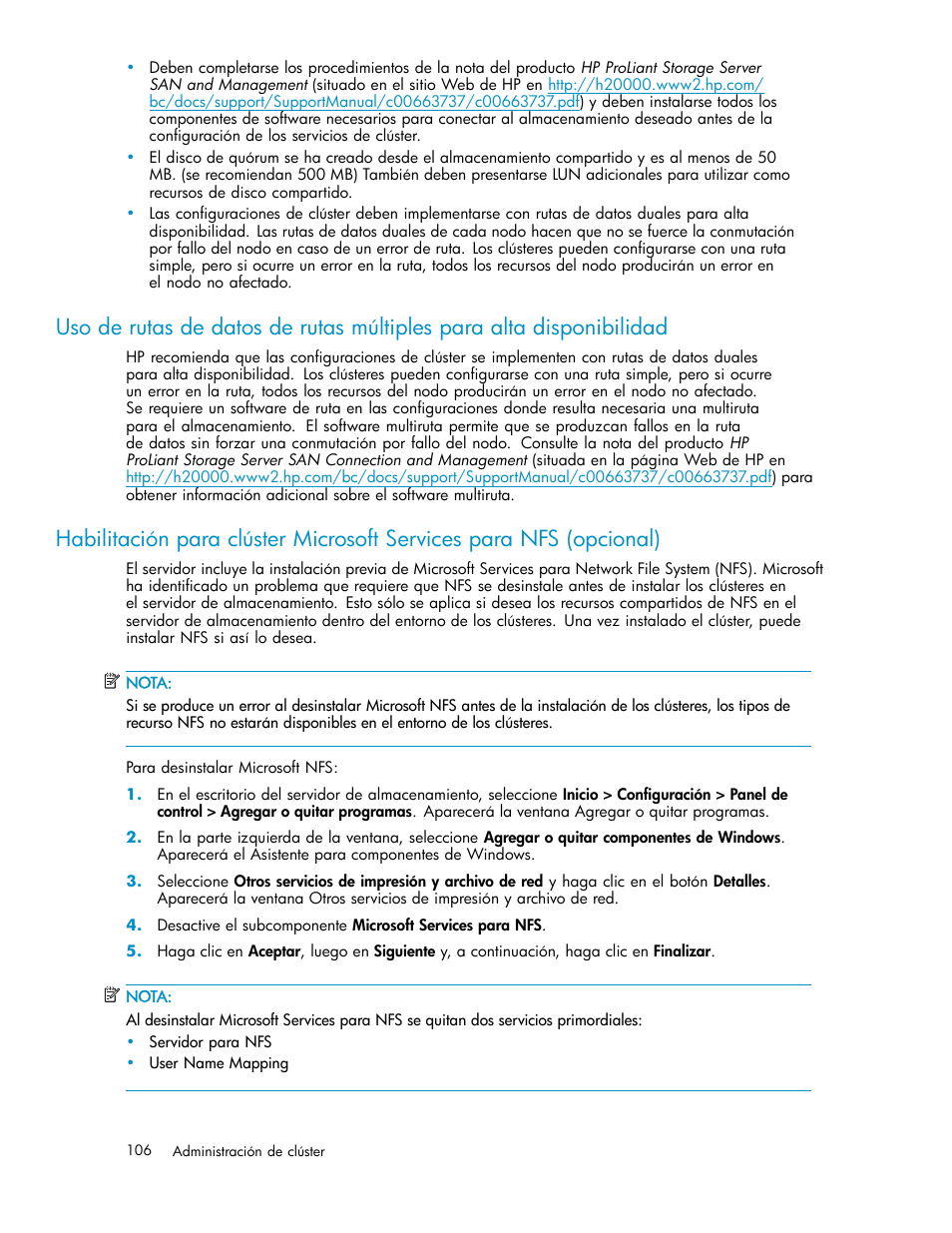 HP Servidor de almacenamiento HP ProLiant DL320s User Manual | Page 106 / 152