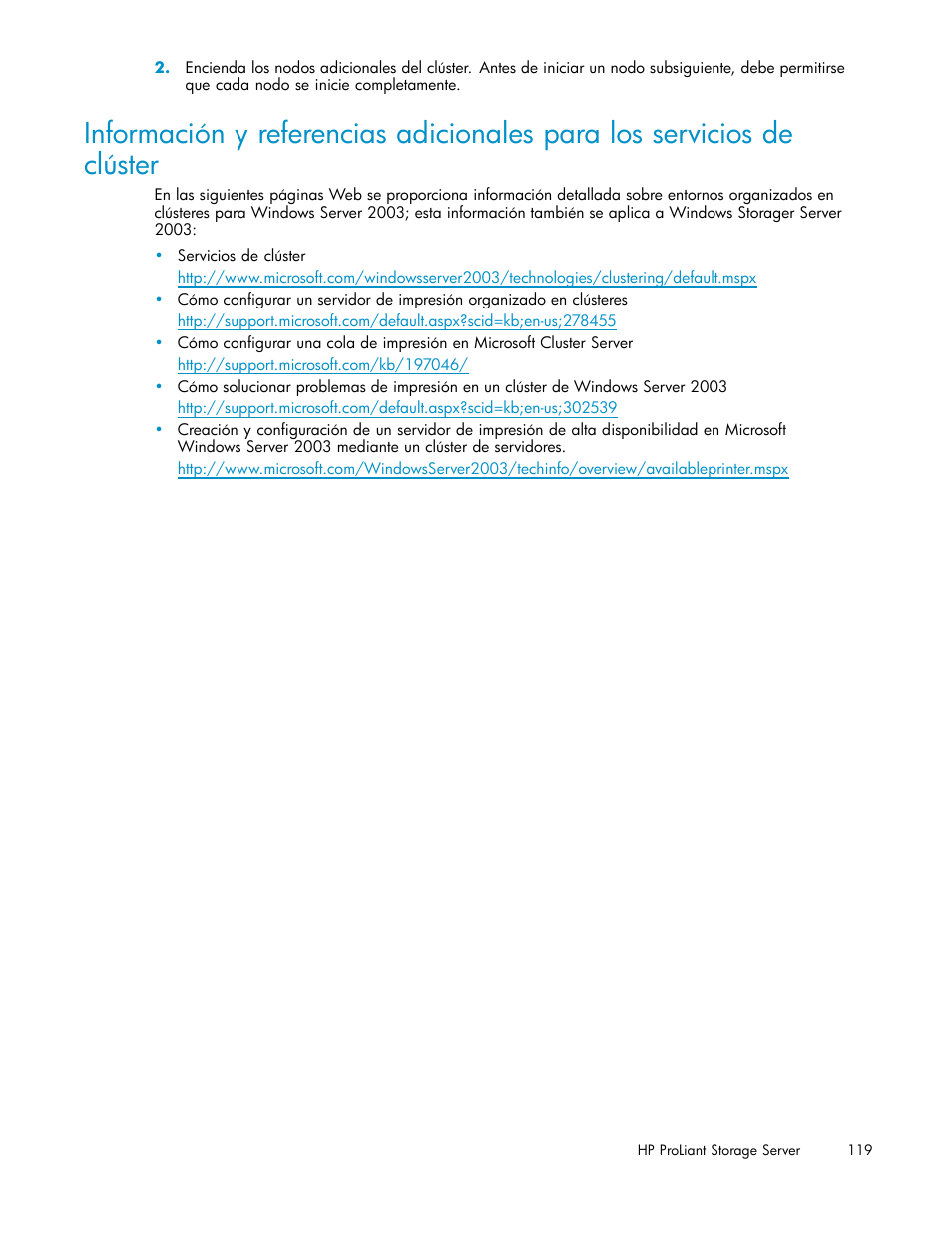 HP Servidor de almacenamiento HP ProLiant DL320s User Manual | Page 119 / 152