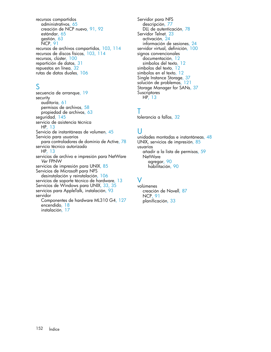 HP Servidor de almacenamiento HP ProLiant DL320s User Manual | Page 152 / 152