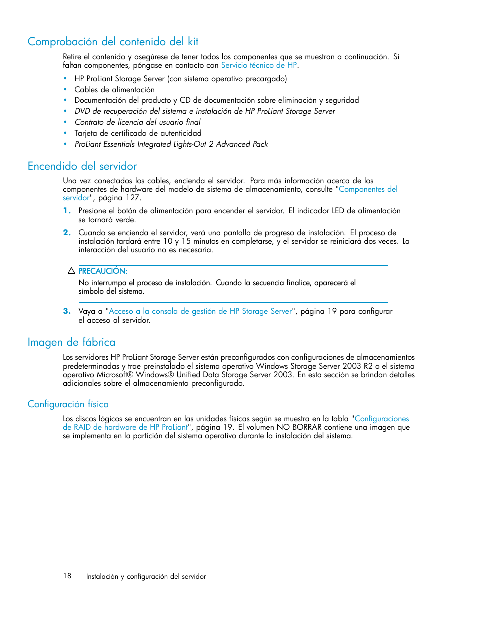 HP Servidor de almacenamiento HP ProLiant DL320s User Manual | Page 18 / 152