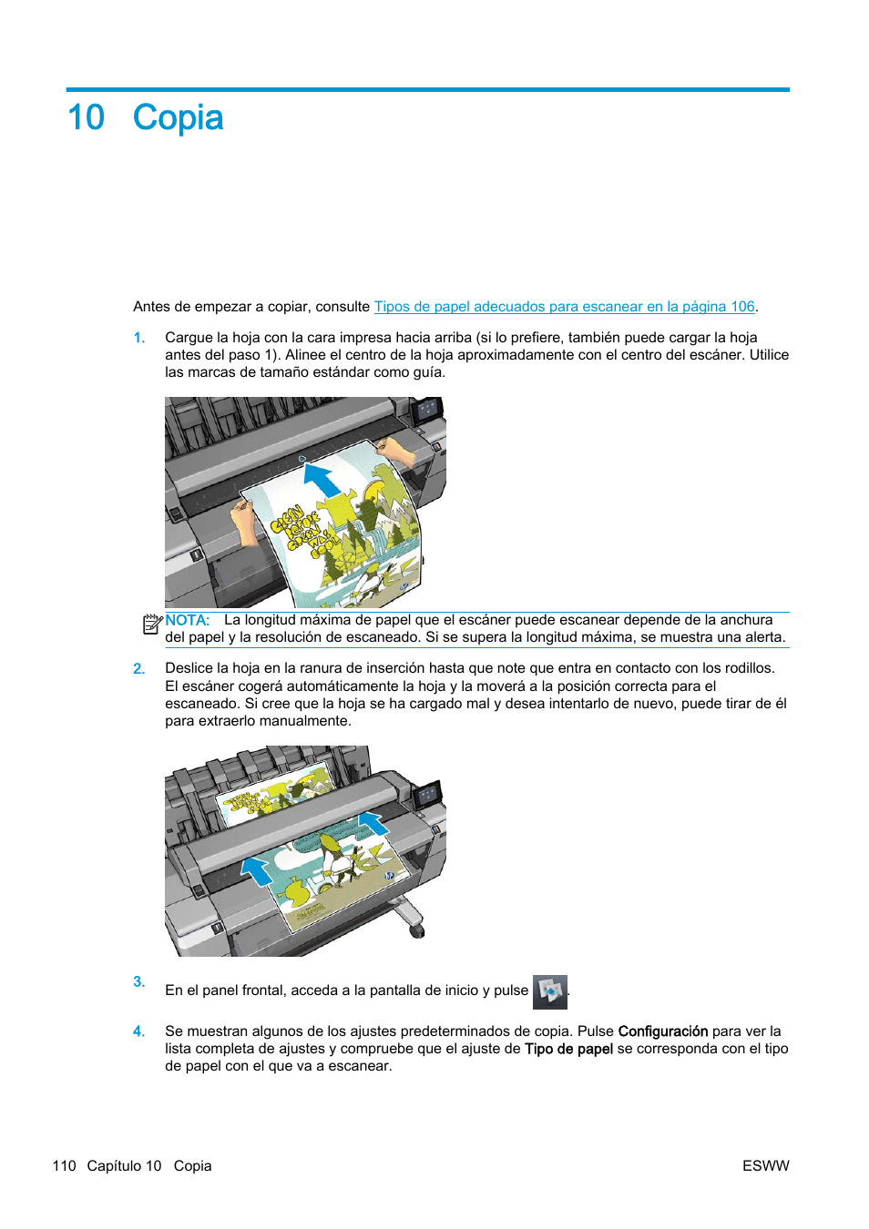 Copia, 10 copia | HP eMFP HP Designjet serie T2500 User Manual | Page 120 / 322
