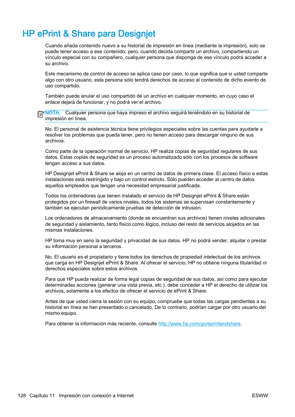 Hp eprint & share para designjet | HP eMFP HP Designjet serie T2500 User Manual | Page 138 / 322