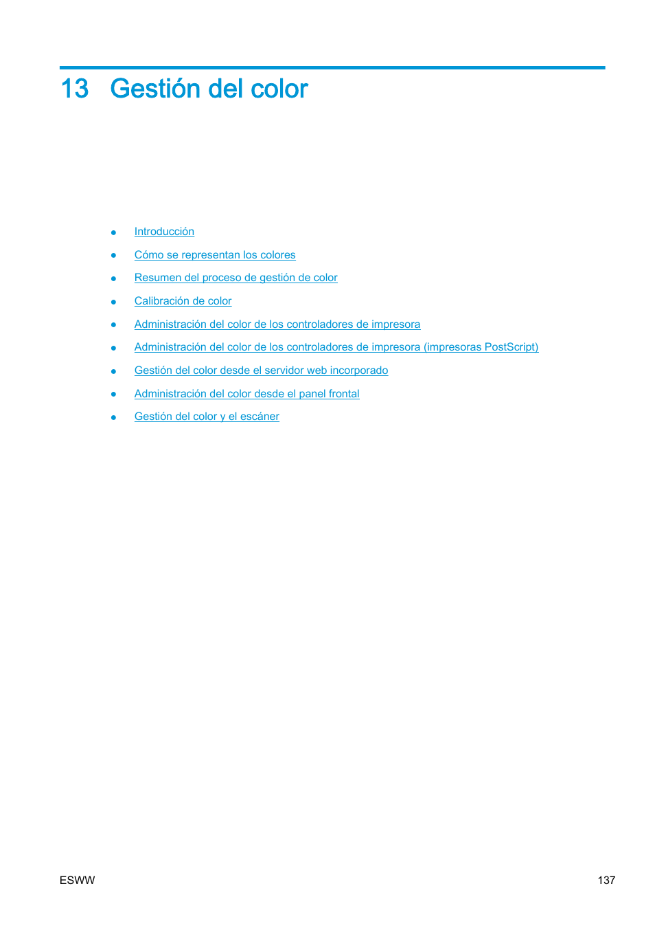 Gestión del color, 13 gestión del color | HP eMFP HP Designjet serie T2500 User Manual | Page 147 / 322