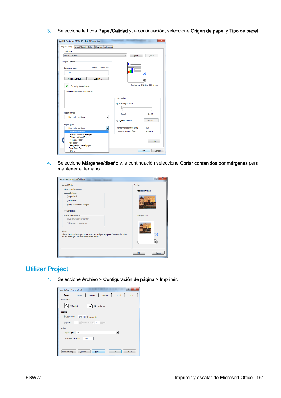 Utilizar project | HP eMFP HP Designjet serie T2500 User Manual | Page 171 / 322