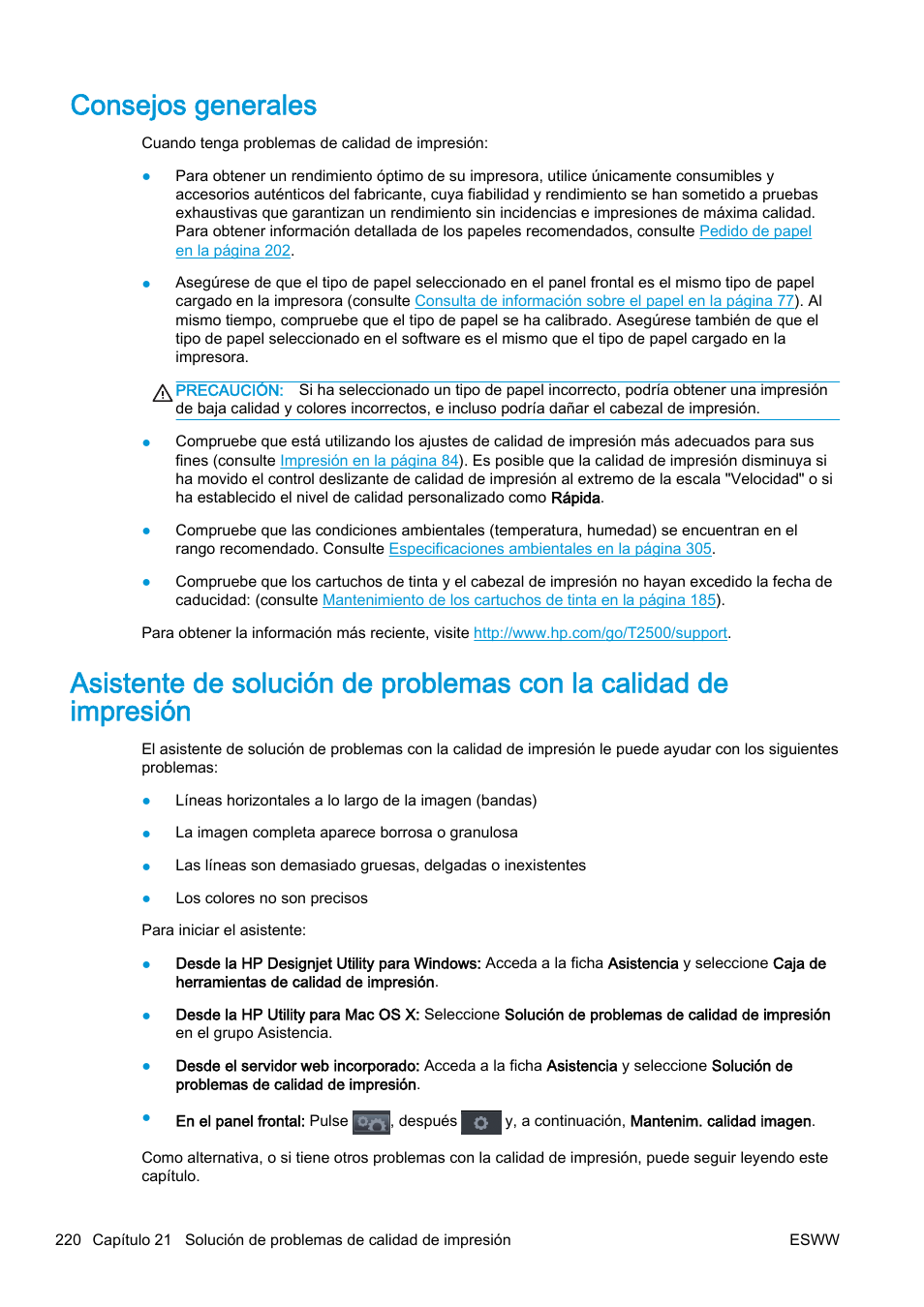Consejos generales | HP eMFP HP Designjet serie T2500 User Manual | Page 230 / 322