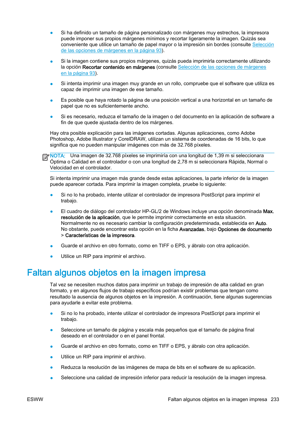 Faltan algunos objetos en la imagen impresa | HP eMFP HP Designjet serie T2500 User Manual | Page 243 / 322