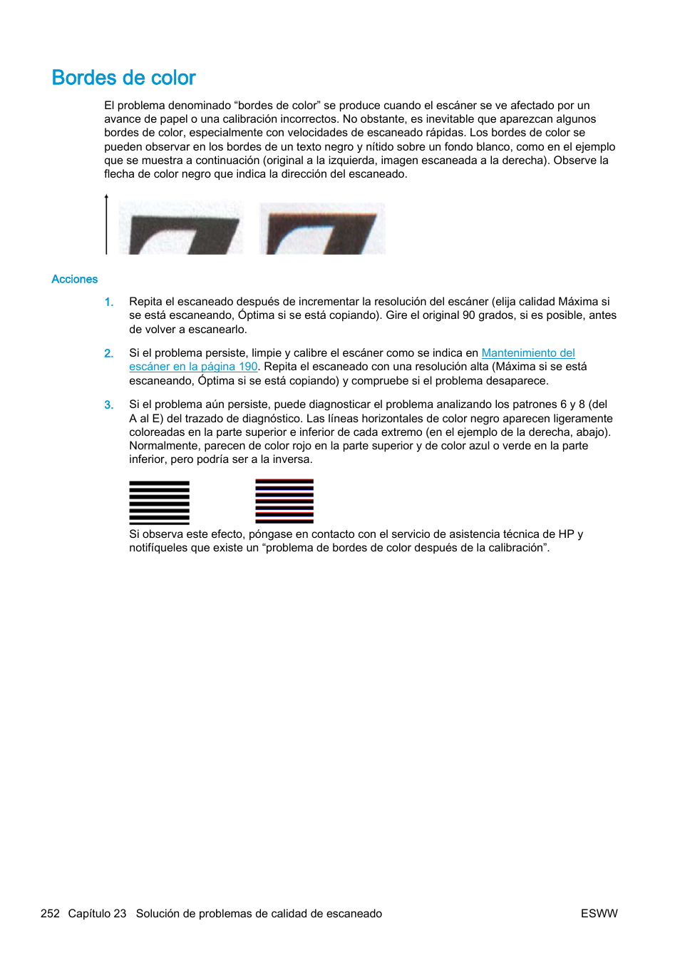 Bordes de color | HP eMFP HP Designjet serie T2500 User Manual | Page 262 / 322