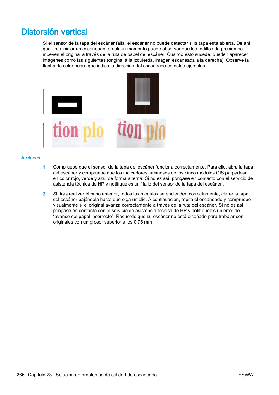 Distorsión vertical | HP eMFP HP Designjet serie T2500 User Manual | Page 276 / 322