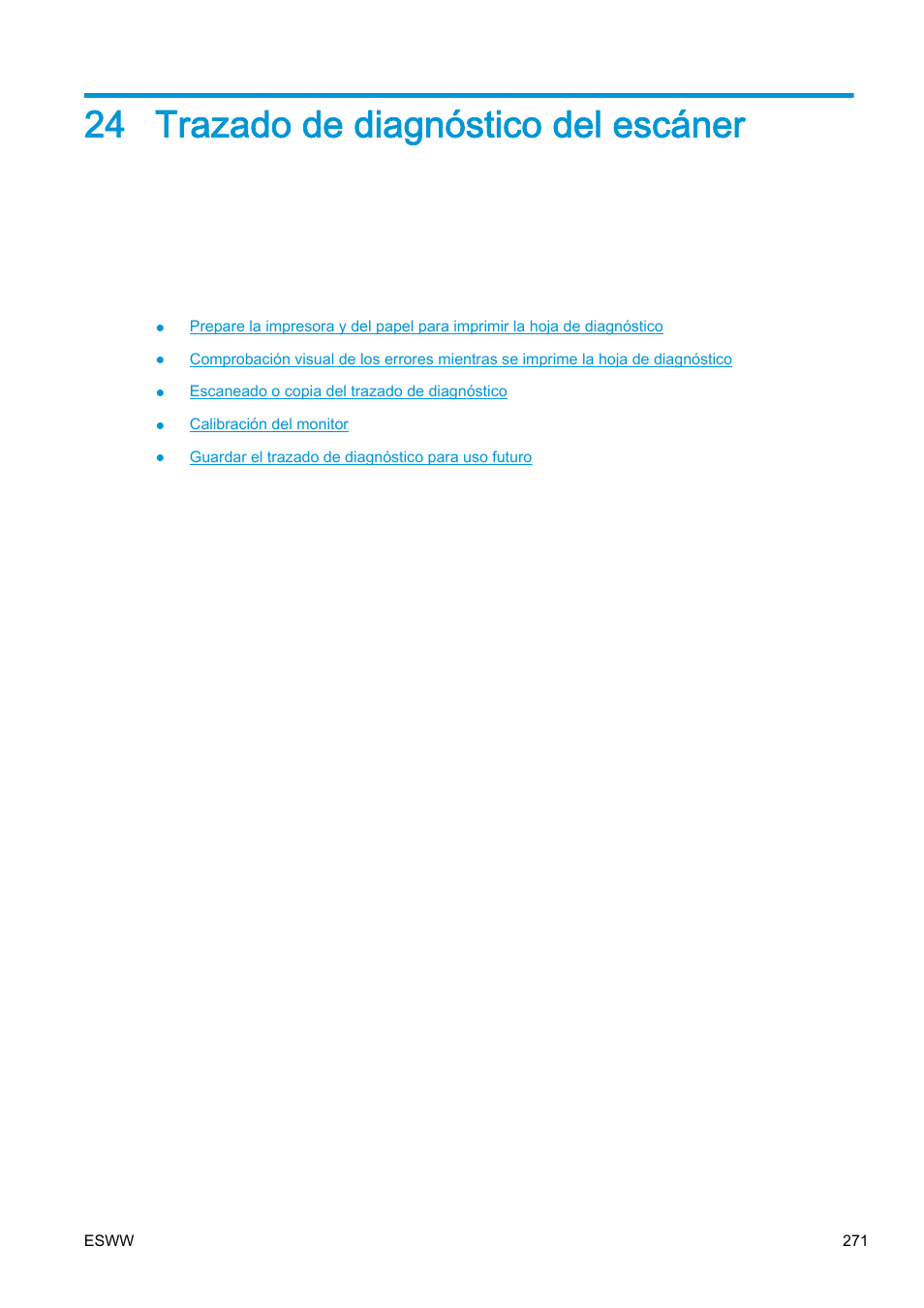 Trazado de diagnóstico del escáner, 24 trazado de diagnóstico del escáner | HP eMFP HP Designjet serie T2500 User Manual | Page 281 / 322