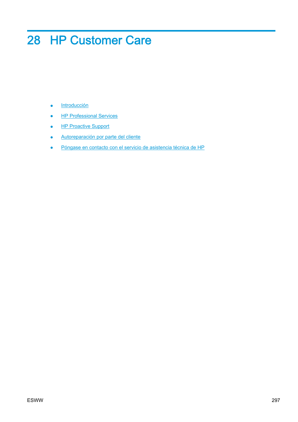 Hp customer care, 28 hp customer care | HP eMFP HP Designjet serie T2500 User Manual | Page 307 / 322