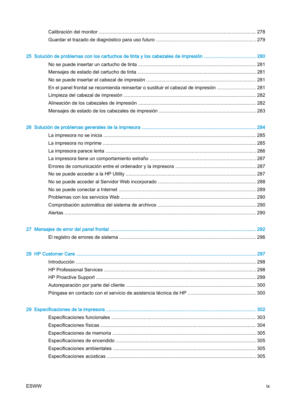 HP eMFP HP Designjet serie T2500 User Manual | Page 9 / 322