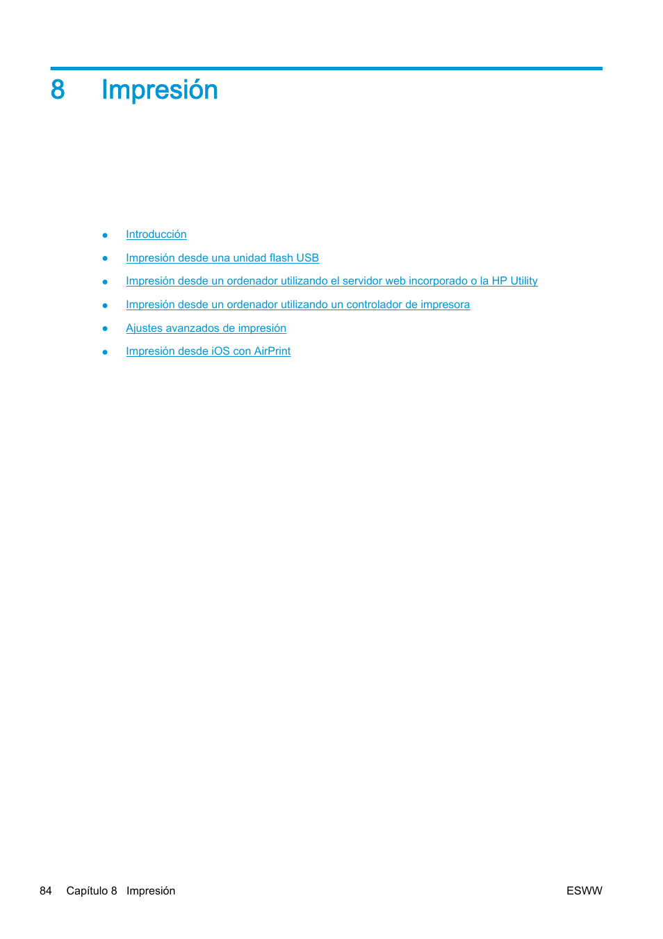 Impresión, 8 impresión, 8impresión | HP eMFP HP Designjet serie T2500 User Manual | Page 94 / 322