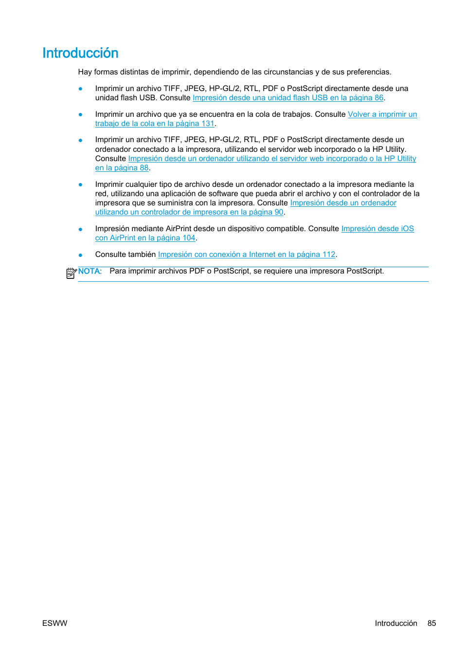 Introducción | HP eMFP HP Designjet serie T2500 User Manual | Page 95 / 322