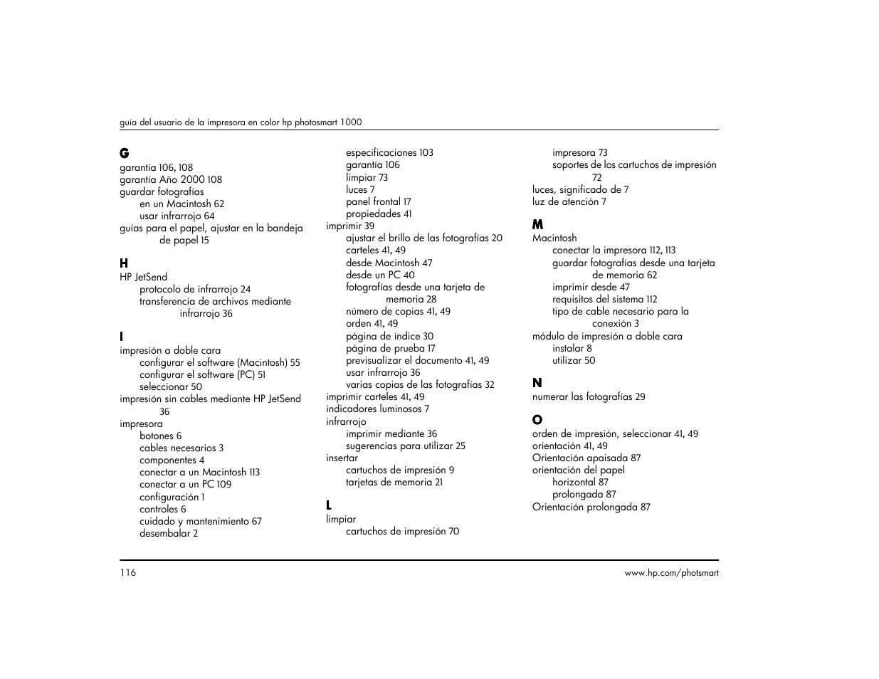HP Impresora HP Photosmart p1000 1000 User Manual | Page 122 / 126