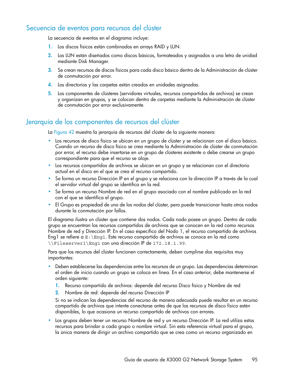 Secuencia de eventos para recursos del clúster | HP Sistemas de almacenamiento de red HP X1000 User Manual | Page 95 / 152