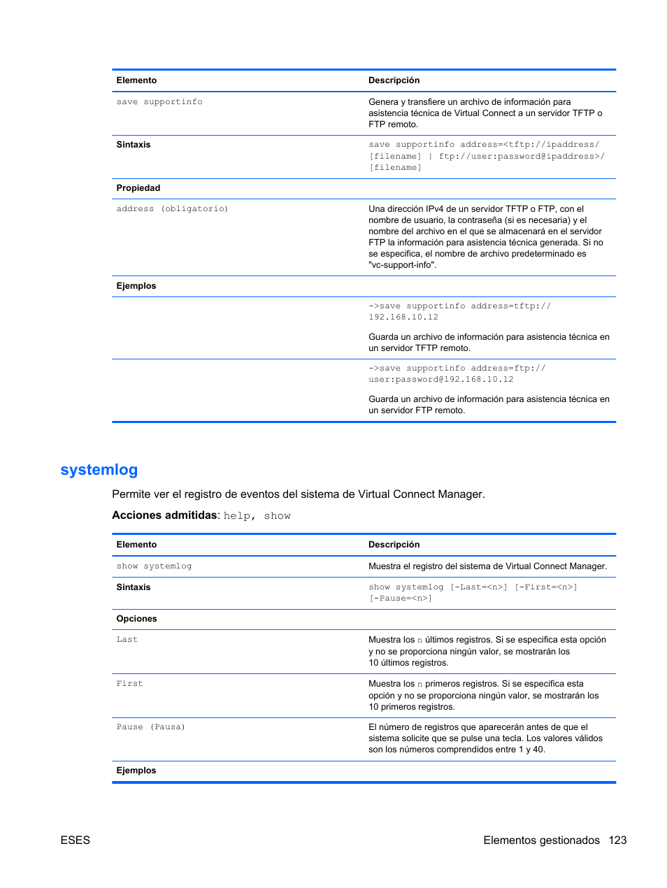 Systemlog | HP Módulo Fibre Channel de conexión virtual de 8 GB 20 puertos HP para BladeSystem clase C User Manual | Page 130 / 222