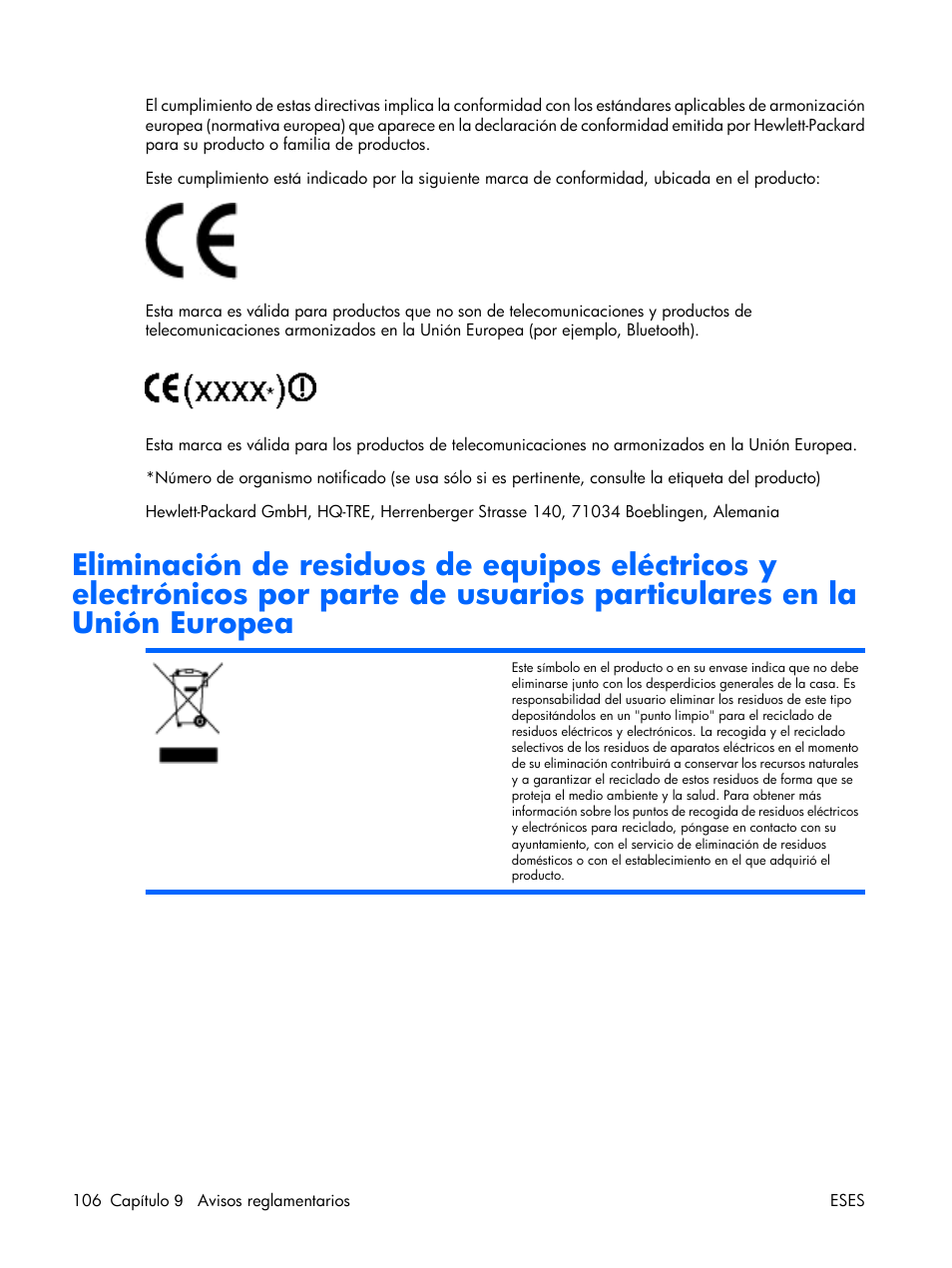 La unión europea | HP Servidor HP ProLiant DL380 G5 User Manual | Page 114 / 137