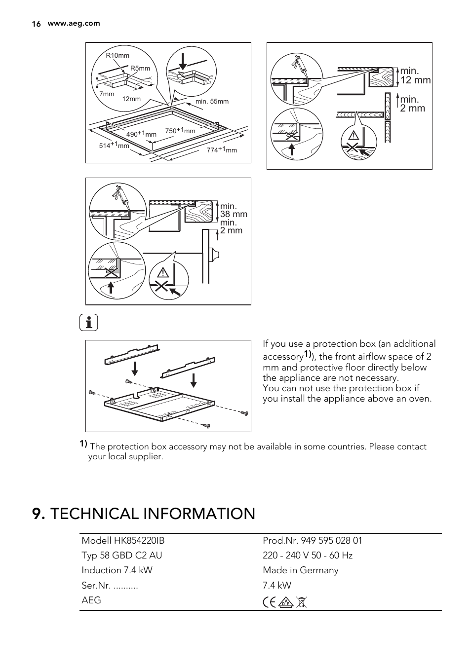 Technical information | AEG HK854220IB User Manual | Page 16 / 56
