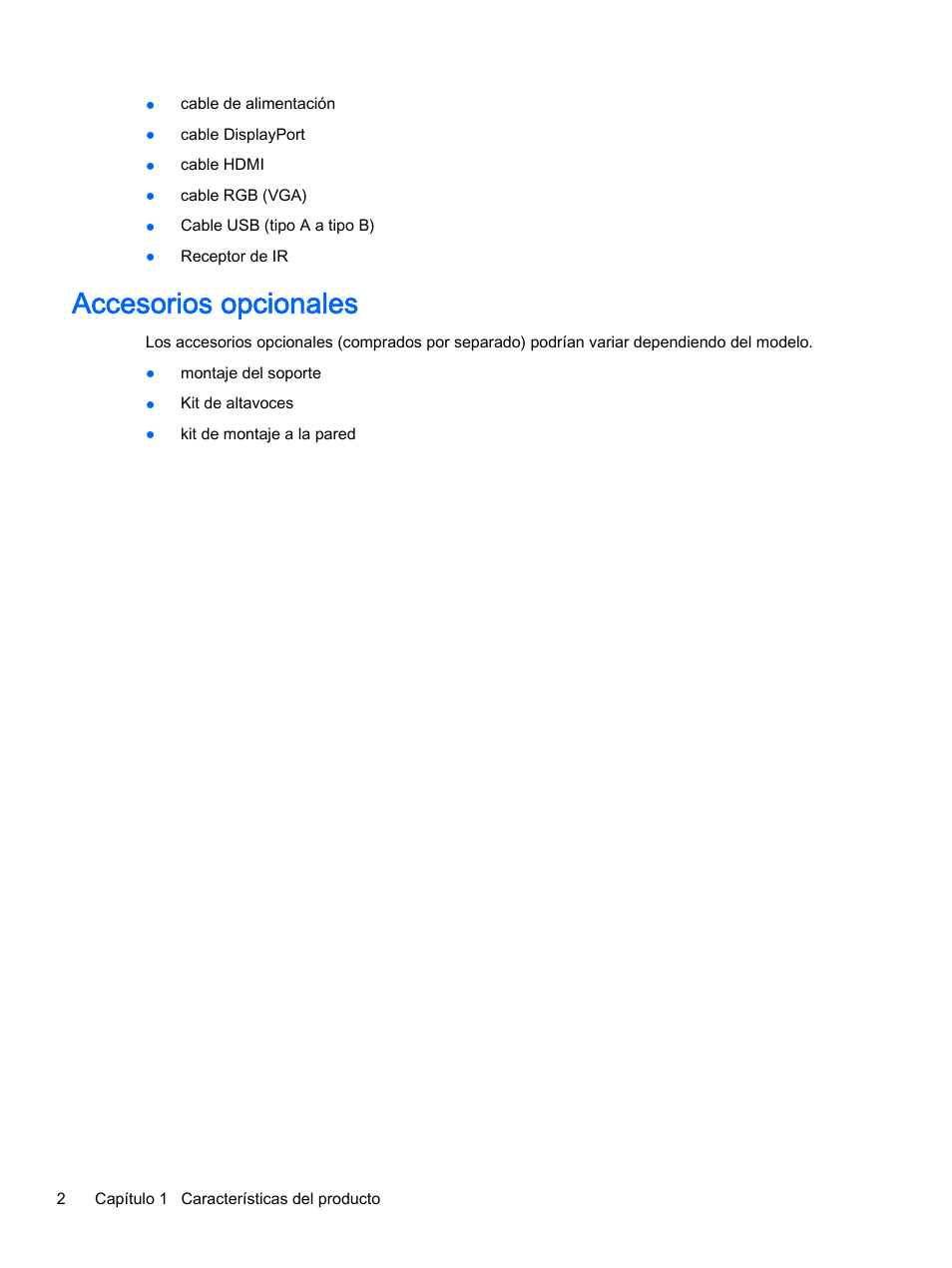 Accesorios opcionales | HP Pantalla LED interactiva de 41.92 pulgadas HP LD4245tm Digital Signage User Manual | Page 12 / 117