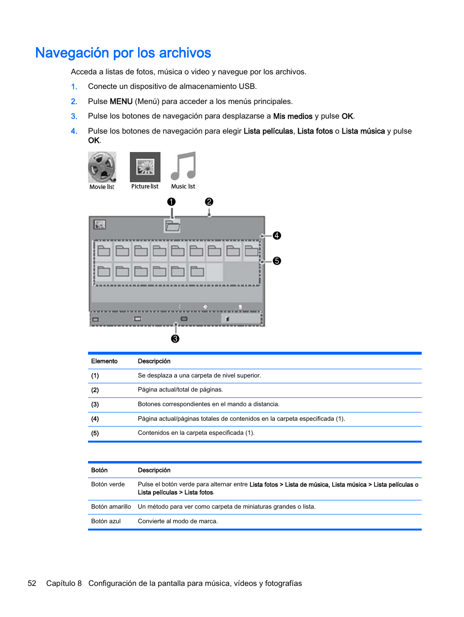 Navegación por los archivos | HP Pantalla LED interactiva de 41.92 pulgadas HP LD4245tm Digital Signage User Manual | Page 62 / 117