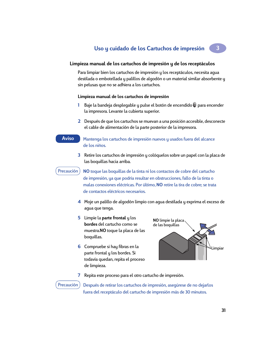 Uso y cuidado de los cartuchos de impresión | HP Impresora HP Deskjet 932c User Manual | Page 37 / 75