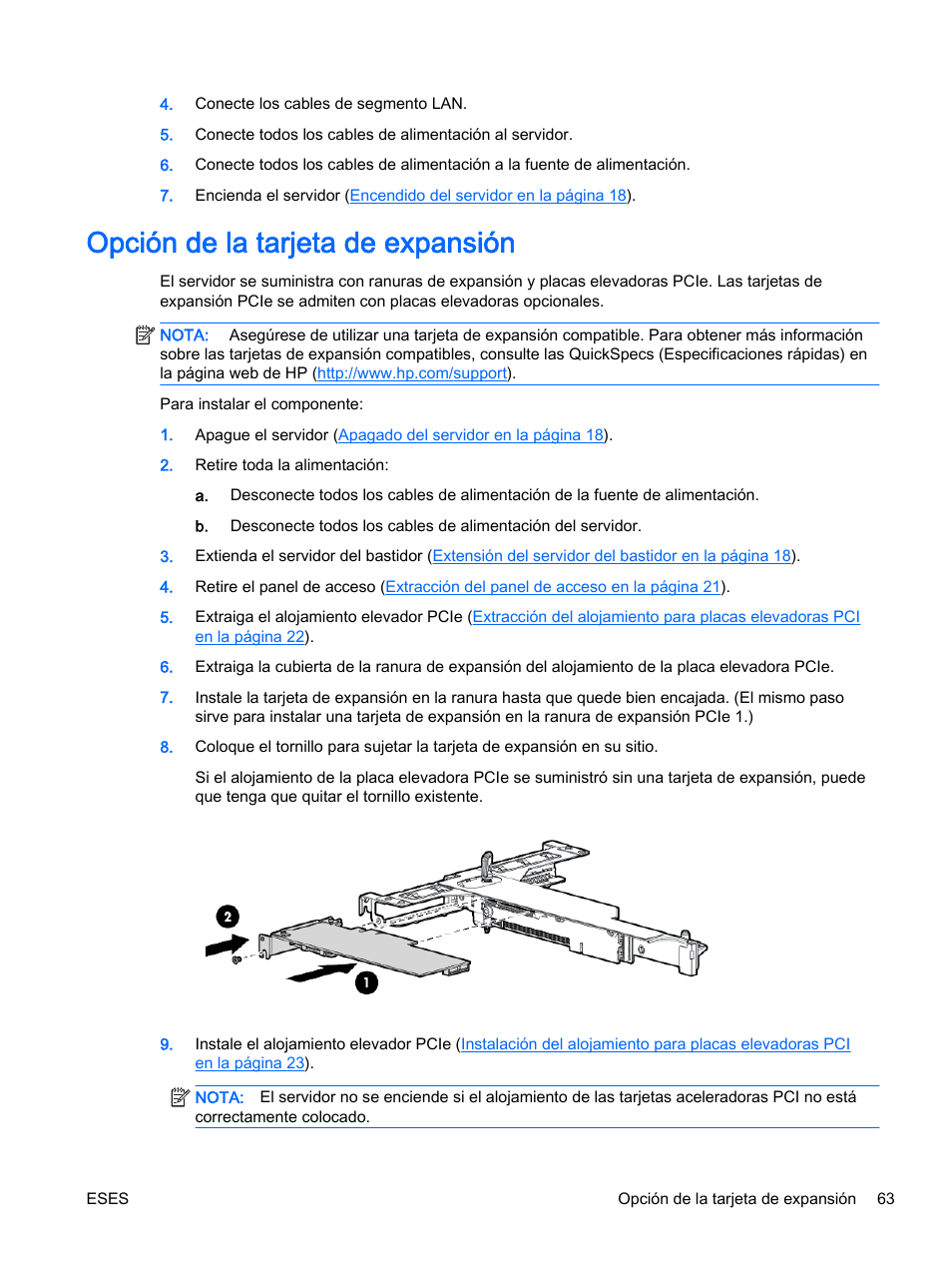 Opción de la tarjeta de expansión | HP Servidor HP ProLiant DL360p Gen8 User Manual | Page 70 / 129