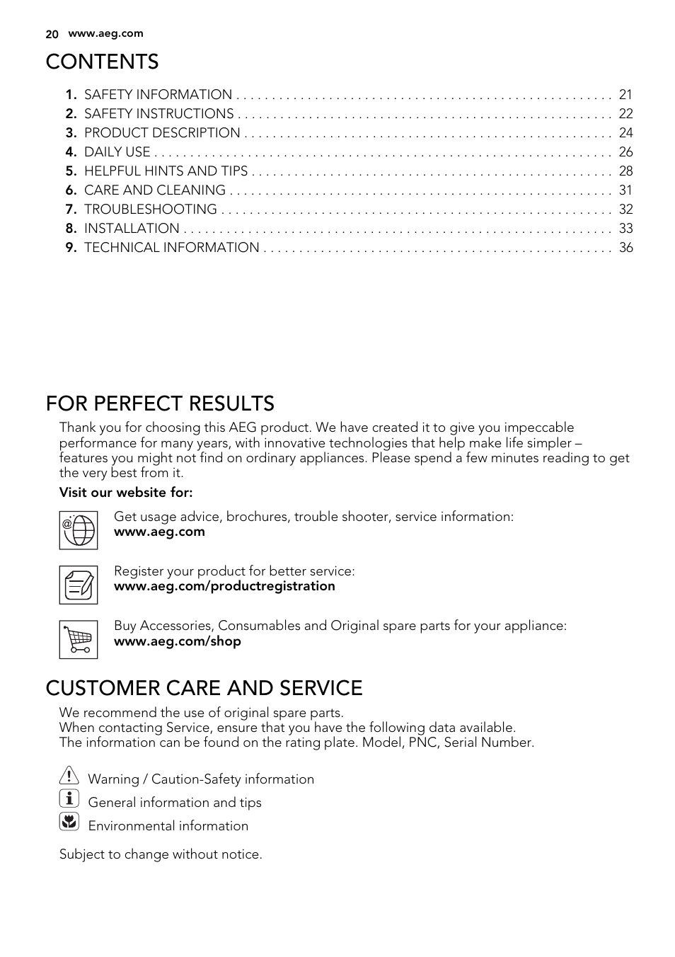 AEG HC452600EB User Manual | Page 20 / 76