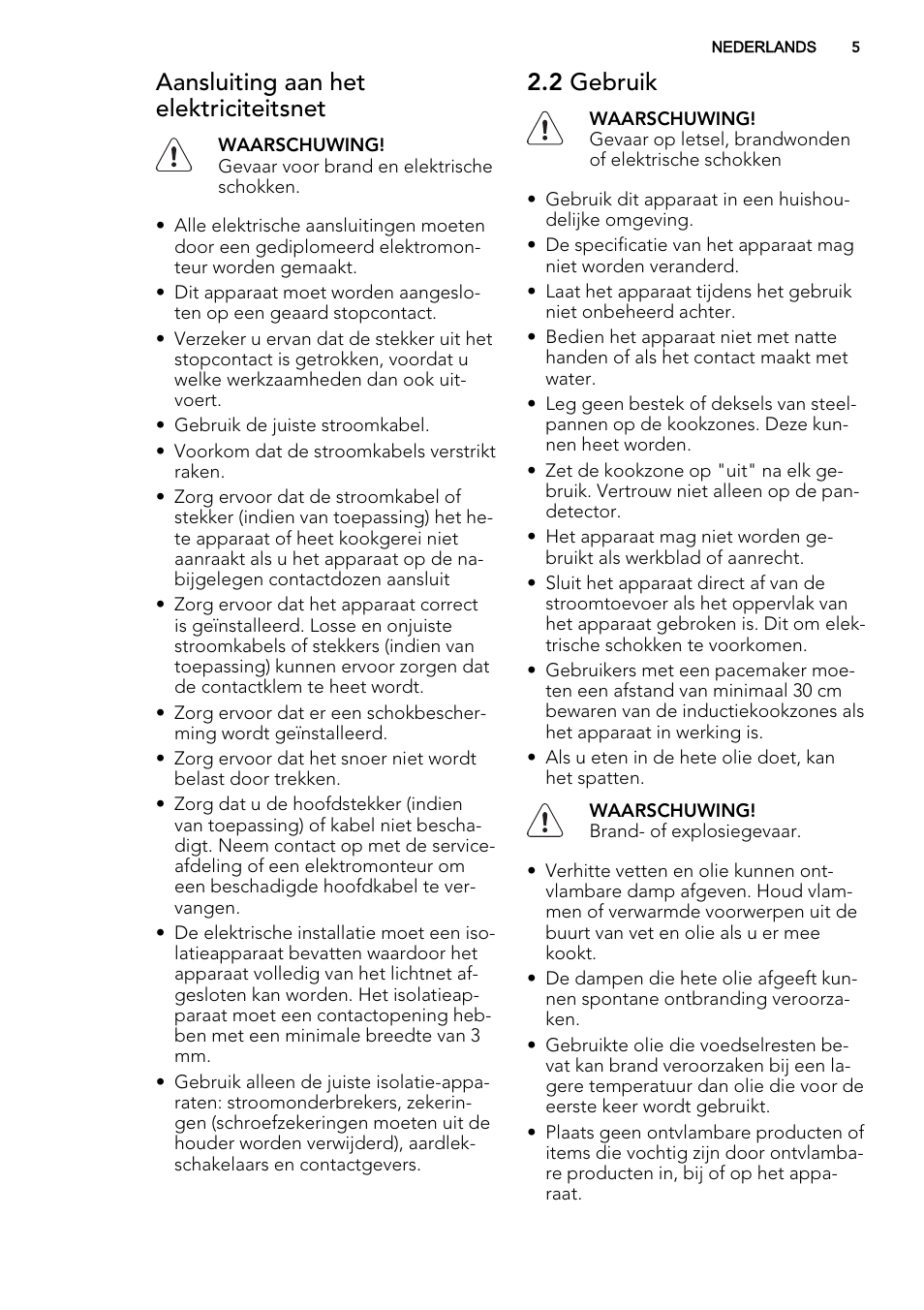 Aansluiting aan het elektriciteitsnet, 2 gebruik | AEG HC452600EB User Manual | Page 5 / 76