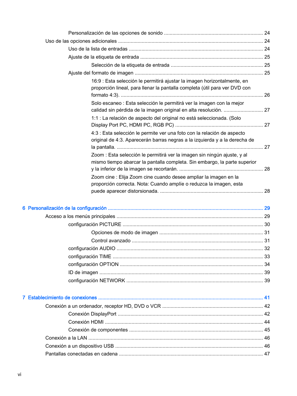 HP Pantalla LED de 55 pulgadas HP LD5535 Digital Signage User Manual | Page 6 / 111
